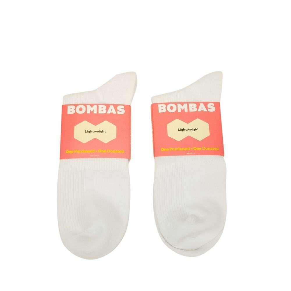 Bombas Womens Quarter Ruffle Rib Large 11-13 White Socks 2 Pair Seamless Toe